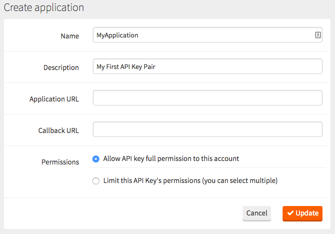 Screenshot of full control API access for MaxCDN account